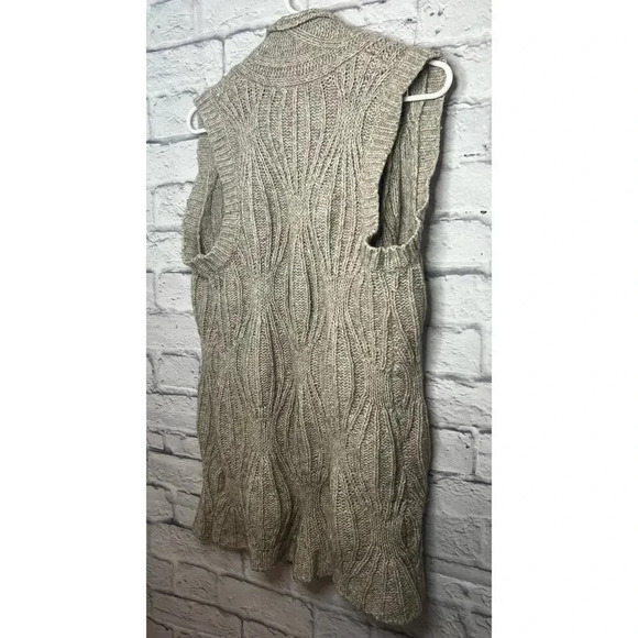 Cabi Womens Vest Long Cable Knit Beige Cotton Wool Yak Blend XS. - Picture 4 of 8